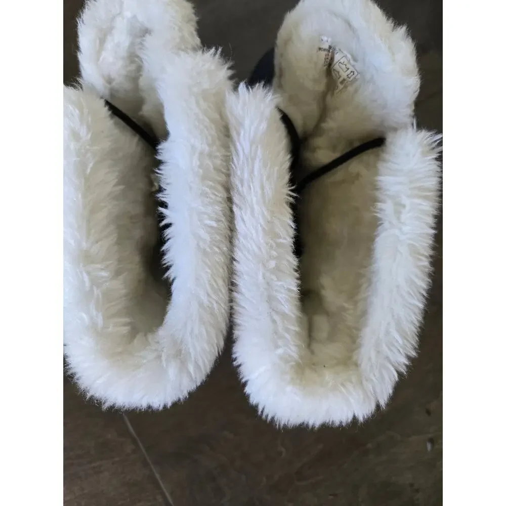 Lands' End Brown Suede Faux Fur Winter Snow Boots Women's US 8 Waterproof